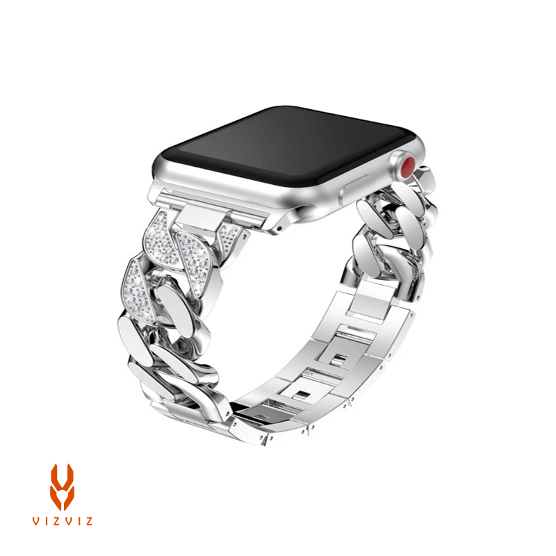 بند اپل واچ فلزی نگین دار مدل O Design Diamond