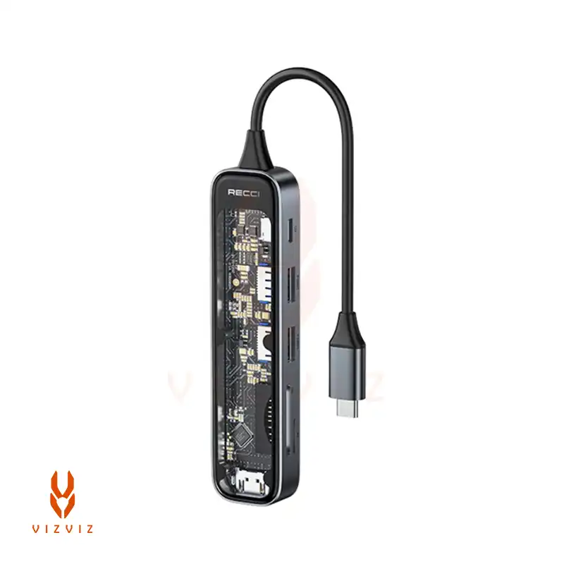 هاب چند منظوره 6 در 1 Type-C رسی مدل RH21